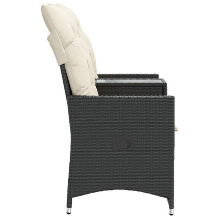 2-personers havesofa med bord og lænefunktion polyrattan sort