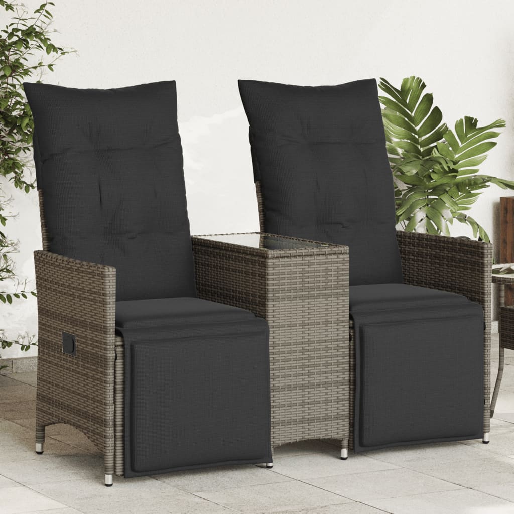 2-personers havesofa med bord og lnefunktion polyrattan gr