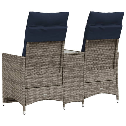 havesofa med 2 siddepladser og bord grå polyrattan