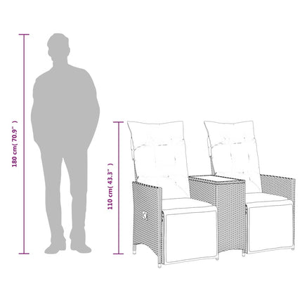 havesofa med 2 siddepladser og bord grå polyrattan
