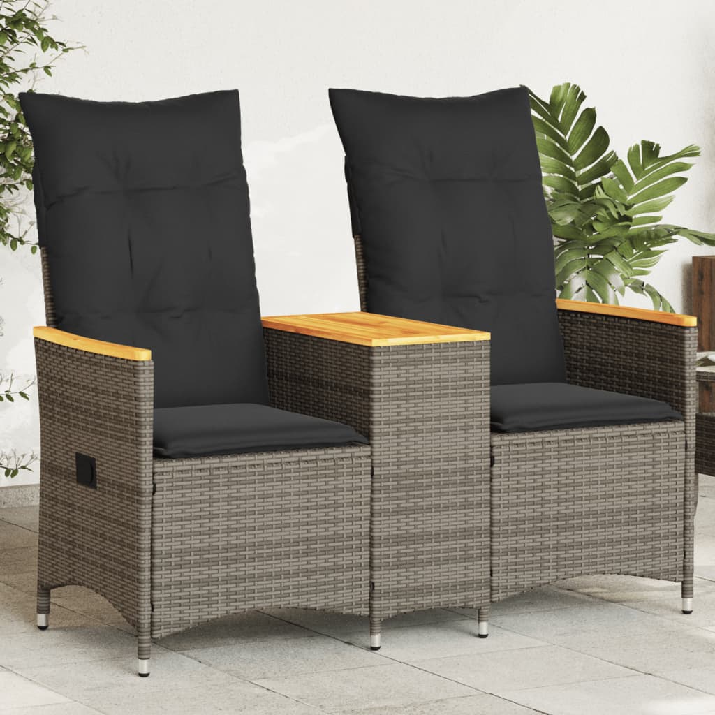 2-personers havesofa med bord og lnefunktion polyrattan gr
