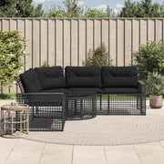 havesofa med hynder og fodskammel L-formet polyrattan sort