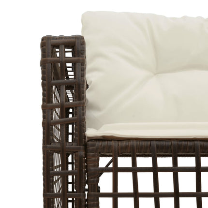 havesofa med hynder og fodskammel L-formet polyrattan brun