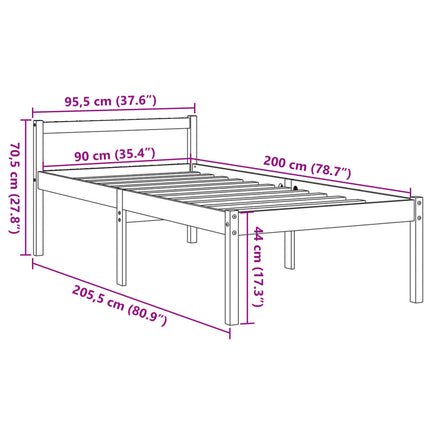 seniorseng 90x200 cm massivt fyrretræ gyldenbrun