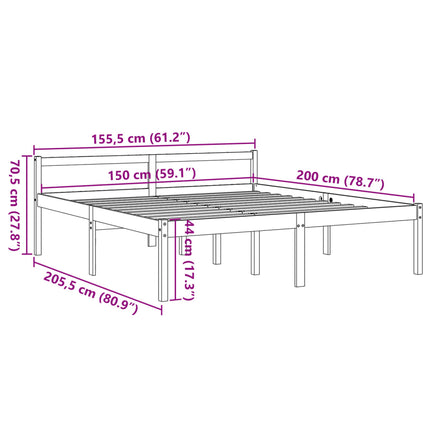 seniorseng 150x200 cm massivt fyrretræ gyldenbrun