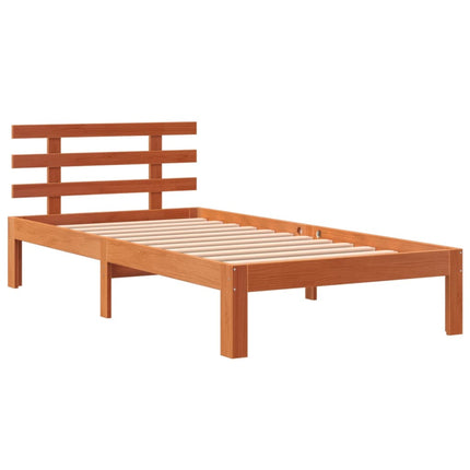 sengeramme uden madras 75x190 cm massivt fyrretræ gyldenbrun