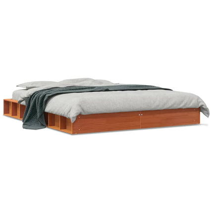 sengeramme uden madras 160x200 cm massivt fyrretræ gyldenbrun