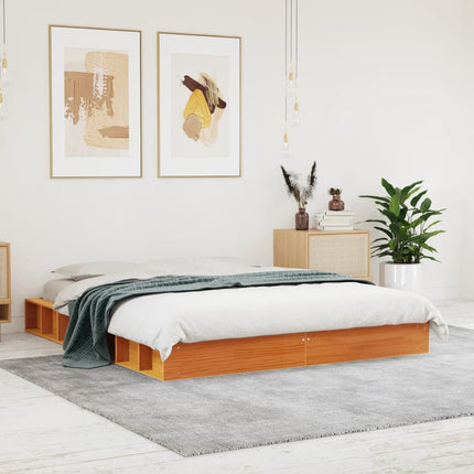 sengeramme uden madras 160x200 cm massivt fyrretræ gyldenbrun