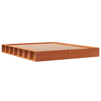 sengeramme uden madras 150x200 cm massivt fyrretræ gyldenbrun