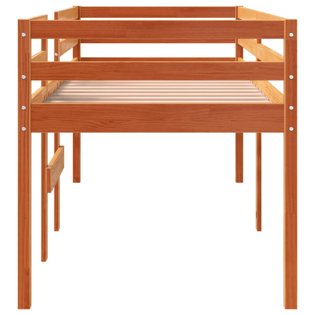 højseng 90x190 cm massivt fyrretræ gyldenbrun