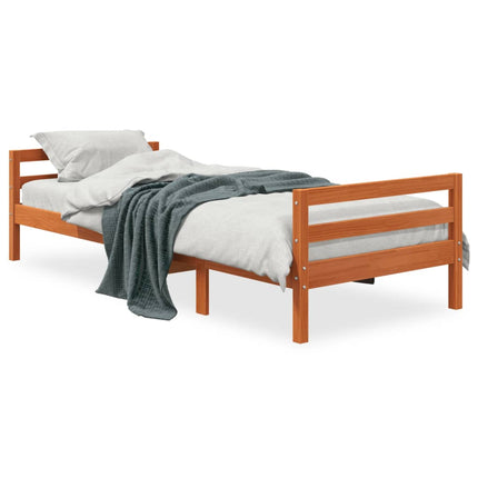 sengeramme uden madras 90x190 cm massivt fyrretræ gyldenbrun