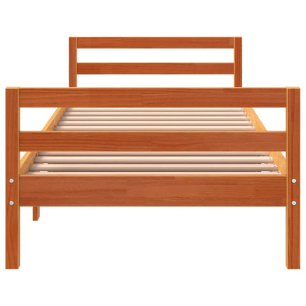 sengeramme uden madras 90x190 cm massivt fyrretræ gyldenbrun