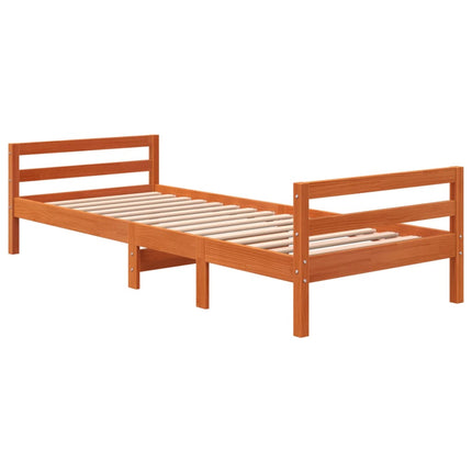sengeramme uden madras 75x190 cm massivt fyrretræ gyldenbrun