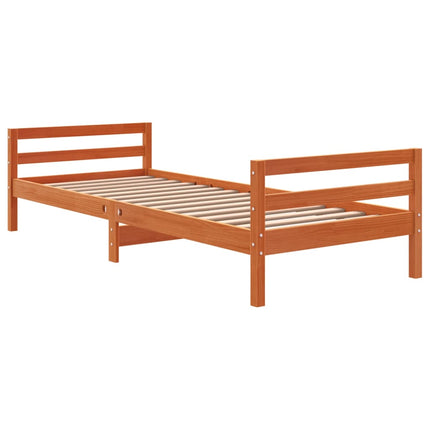 sengeramme uden madras 75x190 cm massivt fyrretræ gyldenbrun