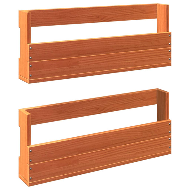 skohylder til væg 2 stk. 59x8,5x23,5 cm massivt fyrretræ