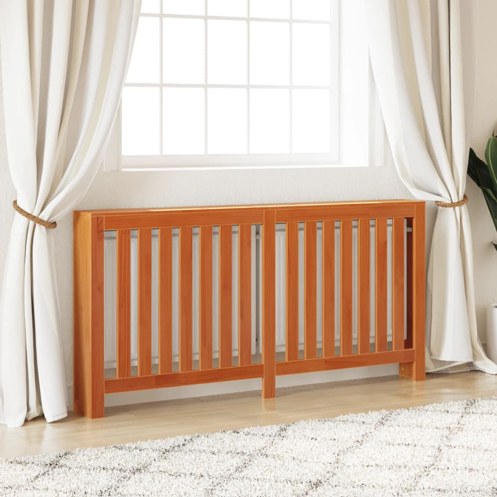 radiatorskjuler 169x19x84 cm massivt fyrretræ gyldenbrun
