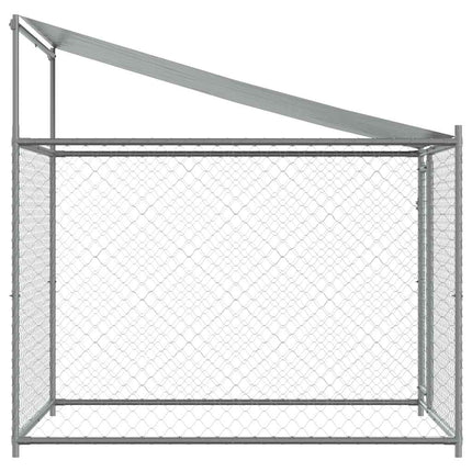 hundegård med tag og låge 2x2x2 m galvaniseret stål grå