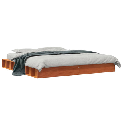 sengeramme uden madras 200x200 cm massivt fyrretræ gyldenbrun