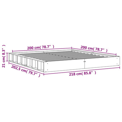 sengeramme uden madras 200x200 cm massivt fyrretræ gyldenbrun