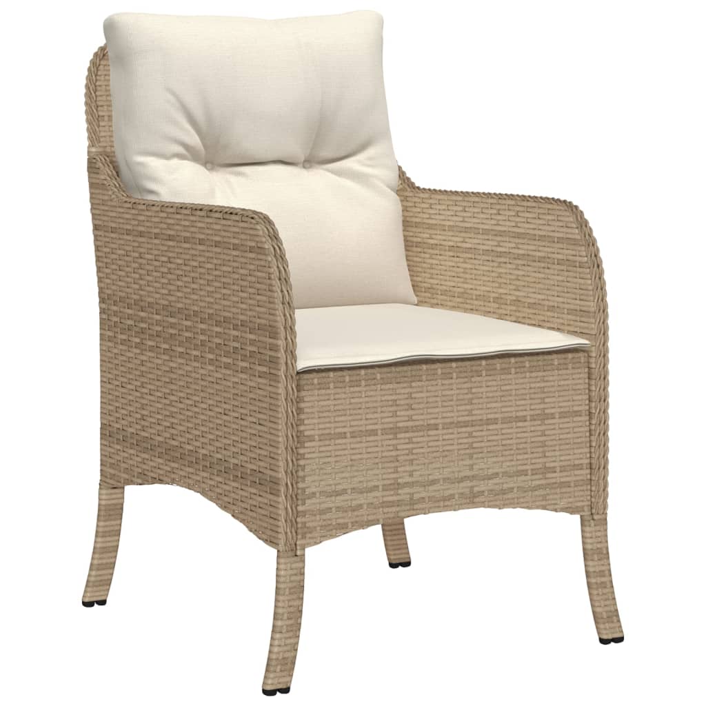 spisebordssæt til haven 3 dele med hynder polyrattan beige
