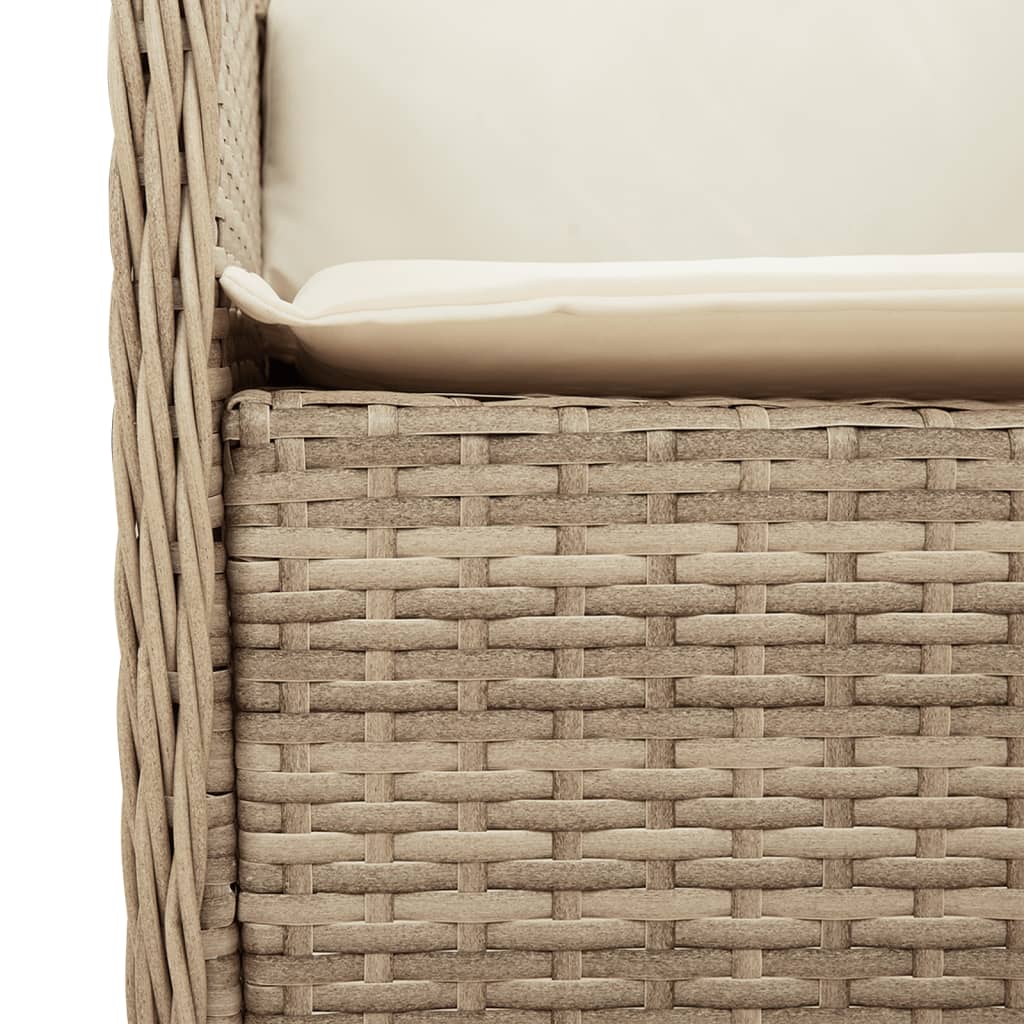 spisebordssæt til haven 3 dele med hynder polyrattan beige