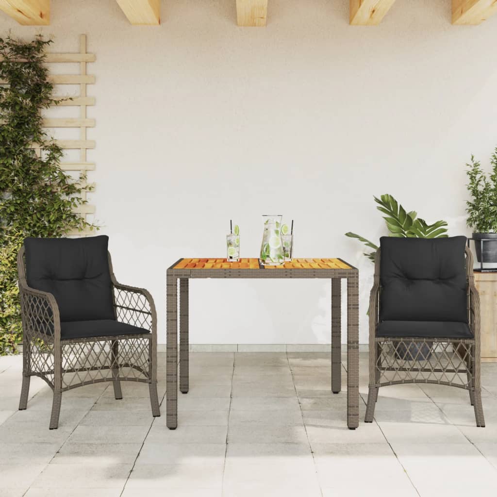bistrost til haven 3 dele med hynder polyrattan gr