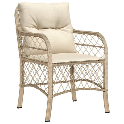 spisebordssæt til haven 9 dele med hynder polyrattan beige