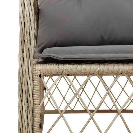 spisebordssæt til haven 9 dele med hynder polyrattan beige