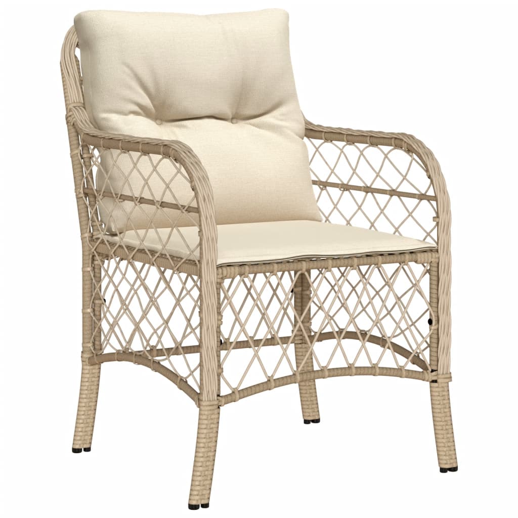 spisebordssæt til haven 9 dele med hynder polyrattan beige