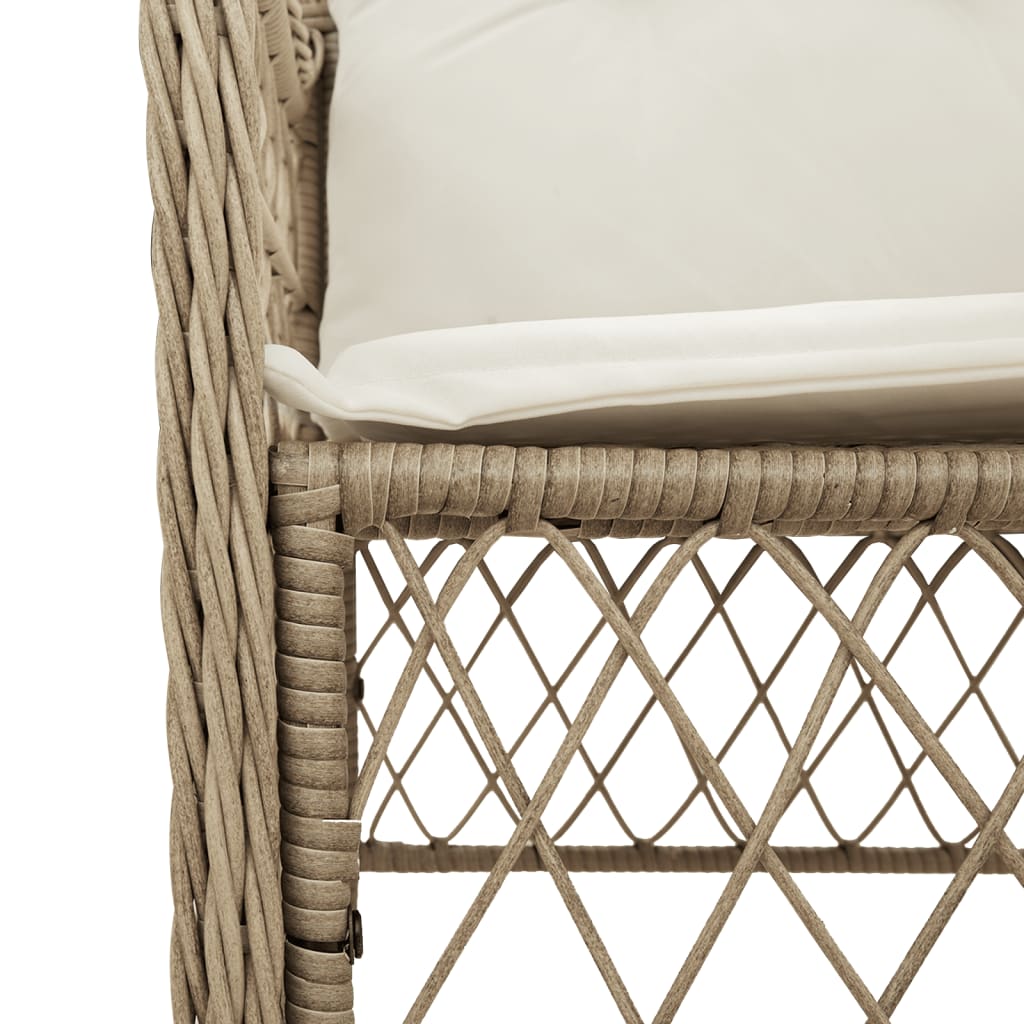 spisebordssæt til haven 9 dele med hynder polyrattan beige