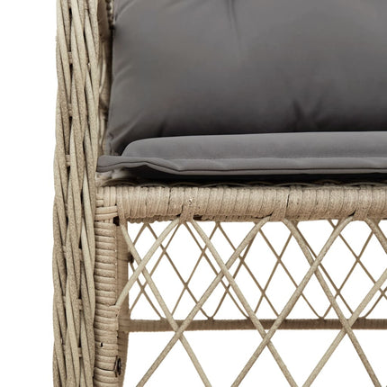 bistrosæt til haven 3 dele med hynder polyrattan blandet beige