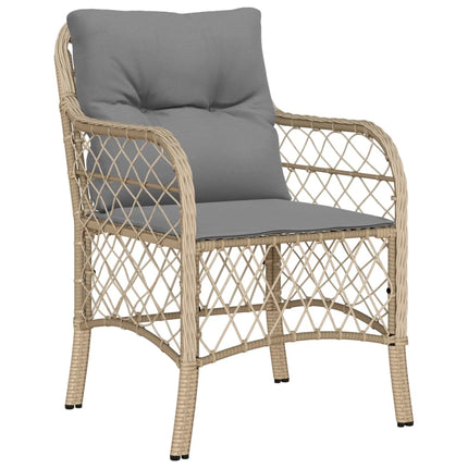 spisebordssæt til haven 7 dele med hynder polyrattan beige