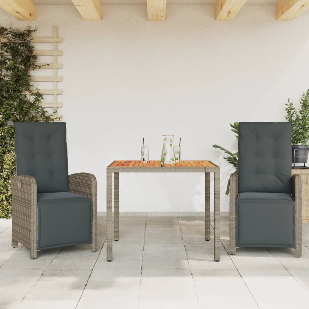 bistrost til haven 3 dele med hynder polyrattan gr