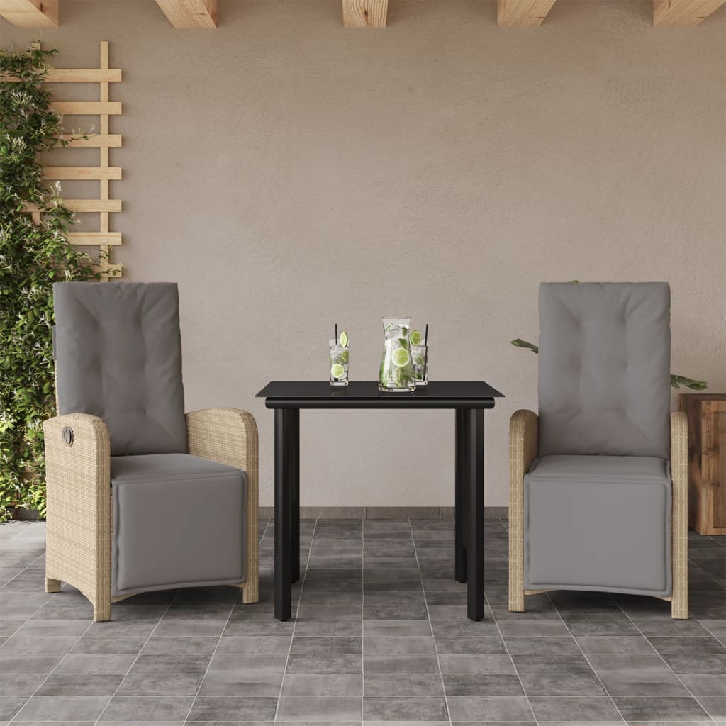 bistrost til haven 3 dele med hynder polyrattan beige