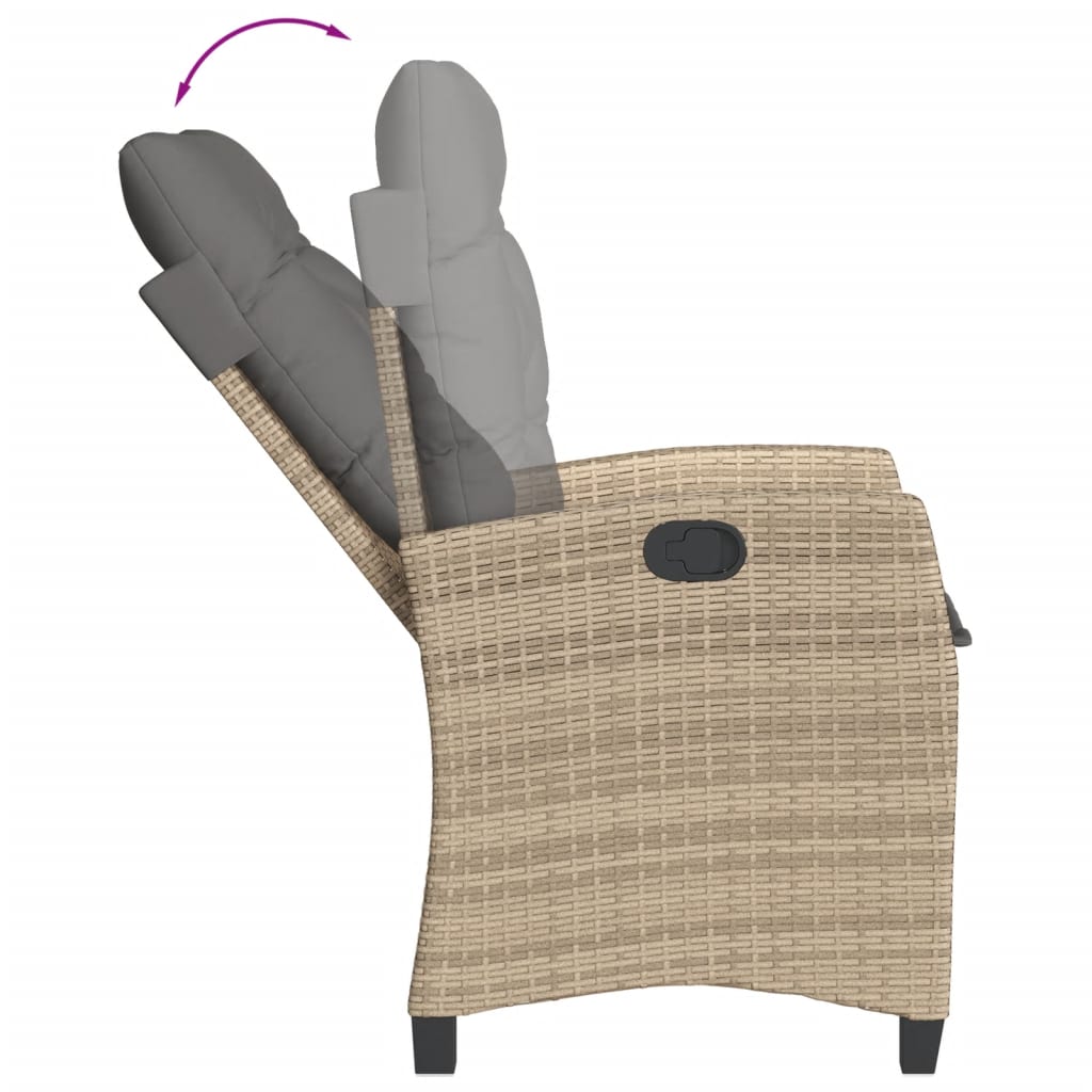 spisebordssæt til haven 9 dele med hynder polyrattan beige