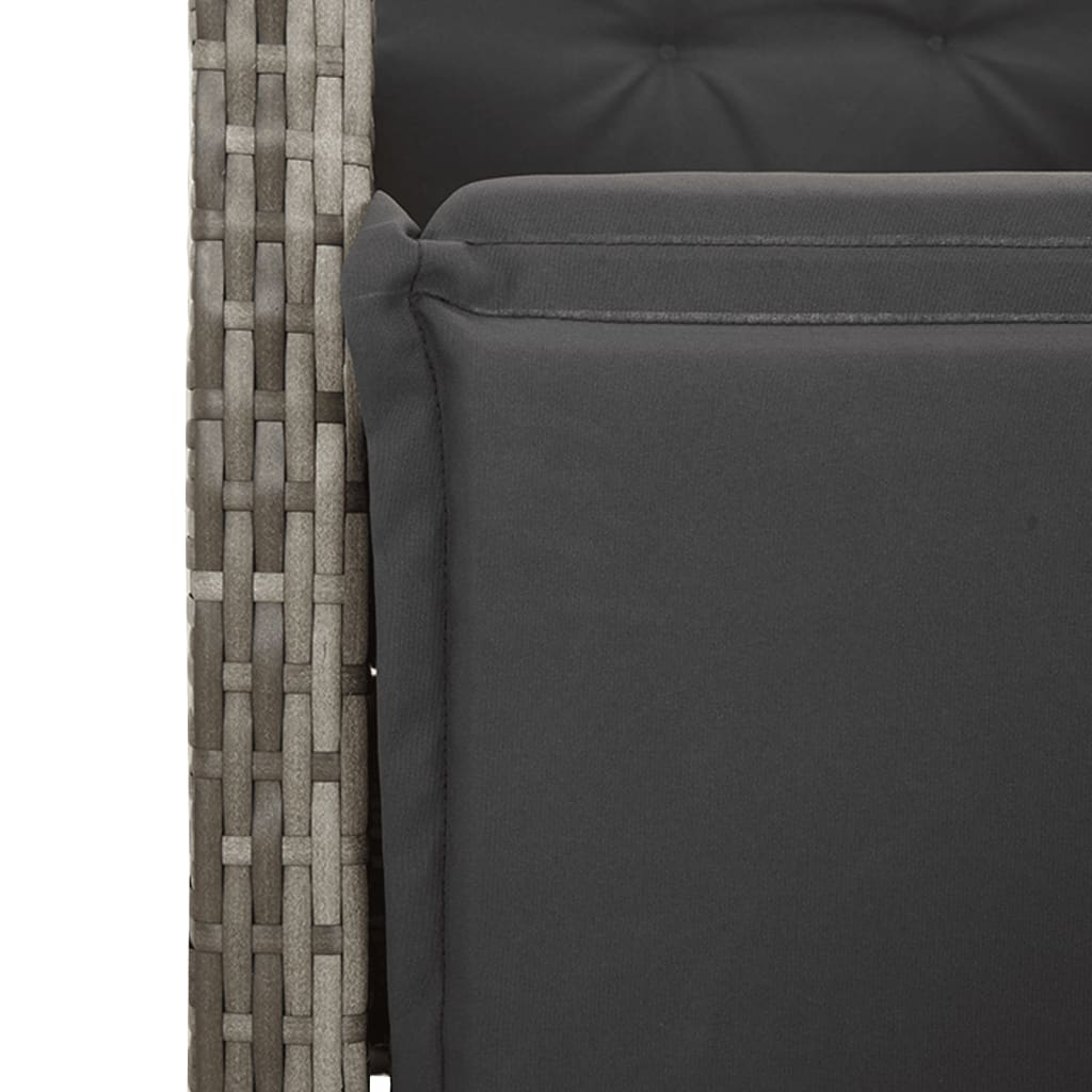 spisebordssæt til haven 5 dele med hynder polyrattan grå
