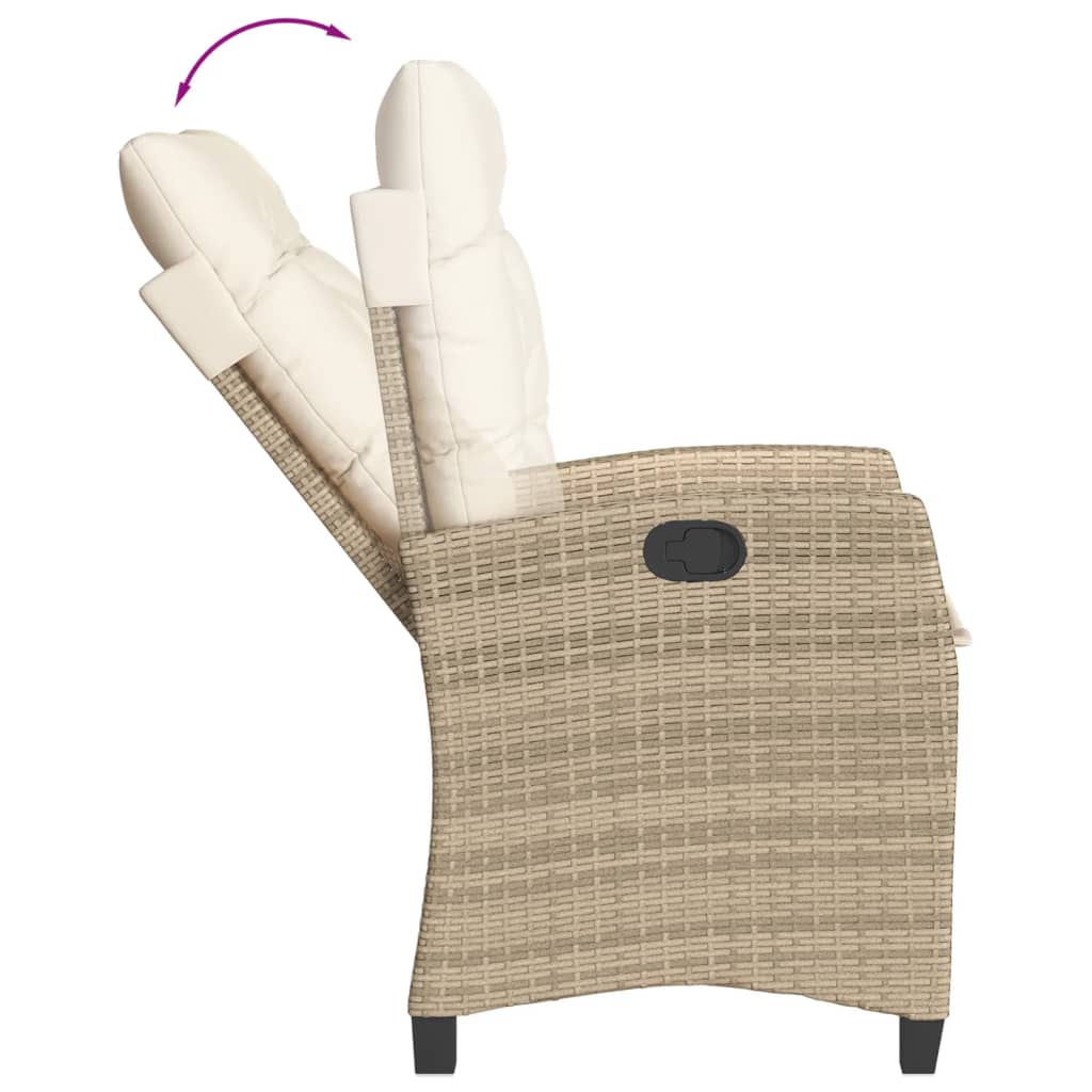 spisebordssæt til haven 5 dele med hynder polyrattan beige