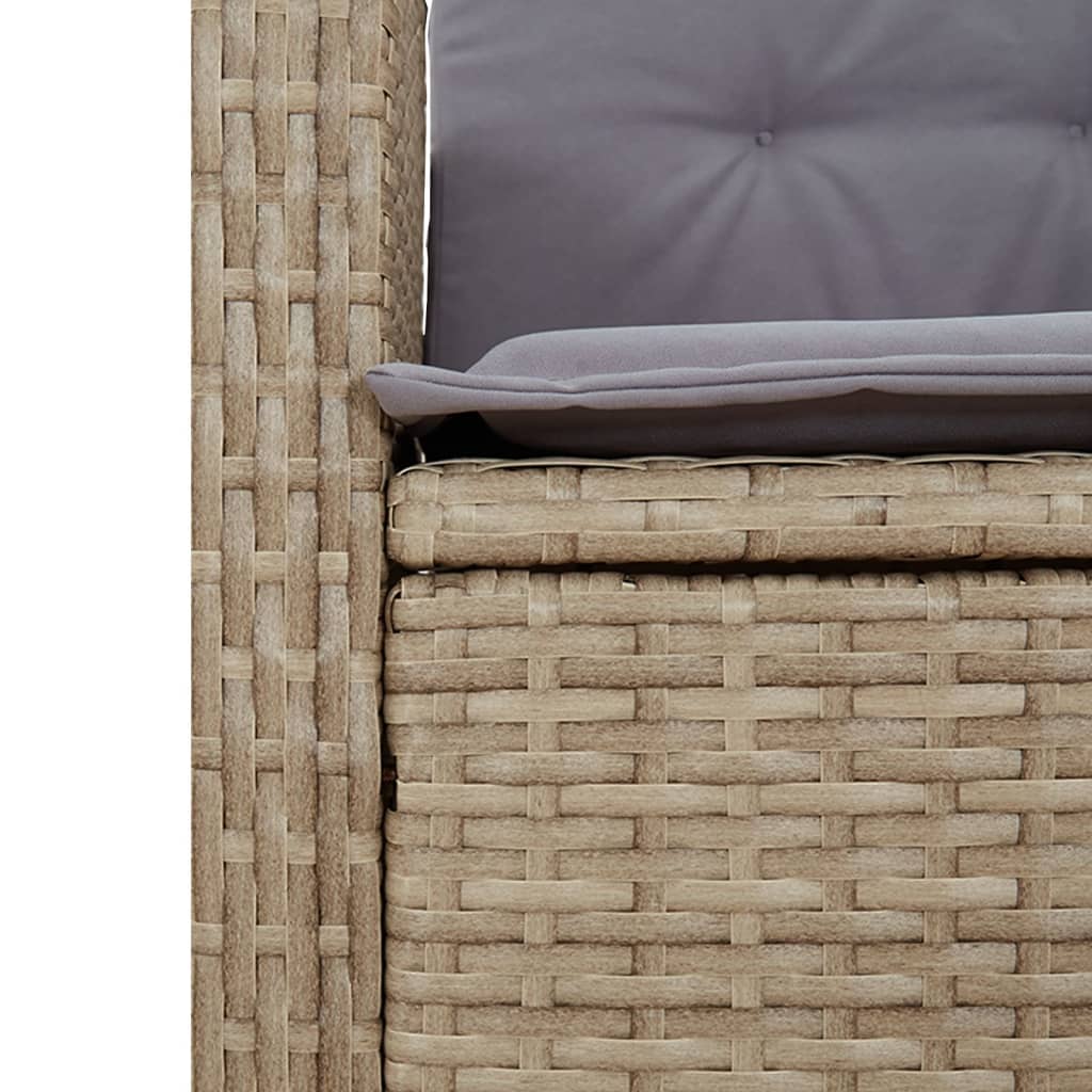 spisebordssæt til haven 5 dele med hynder polyrattan beige