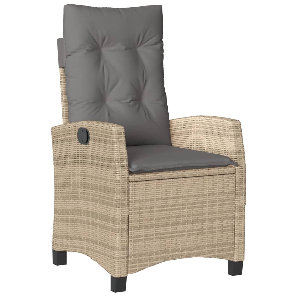 spisebordssæt til haven 9 dele med hynder polyrattan beige