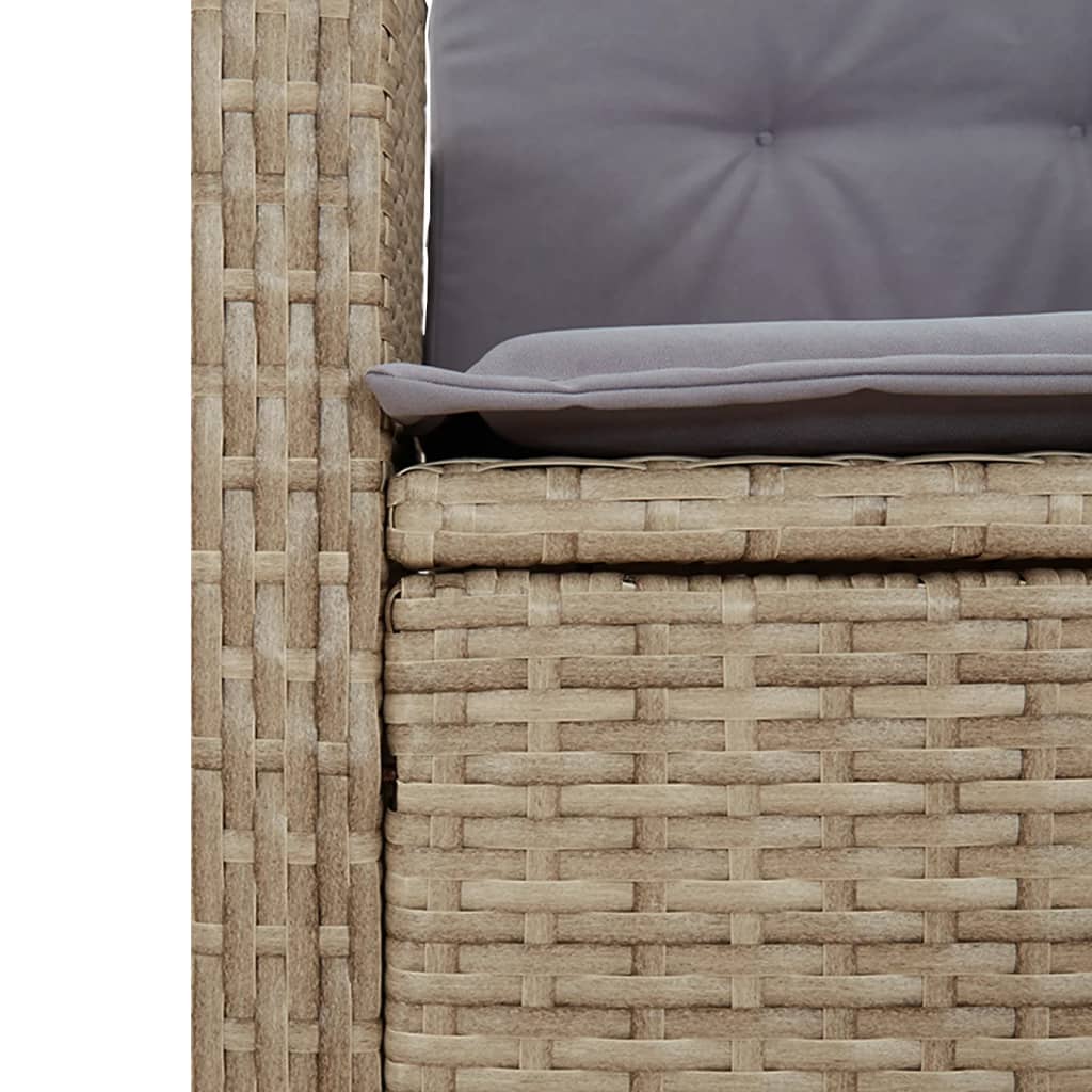 spisebordssæt til haven 9 dele med hynder polyrattan beige