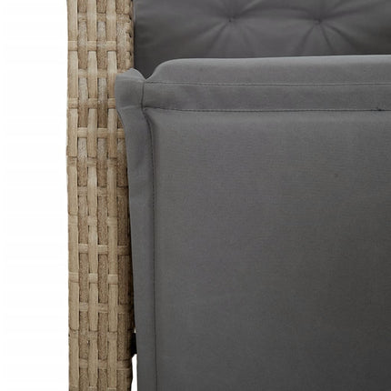 spisebordssæt til haven 3 dele med hynder polyrattan beige