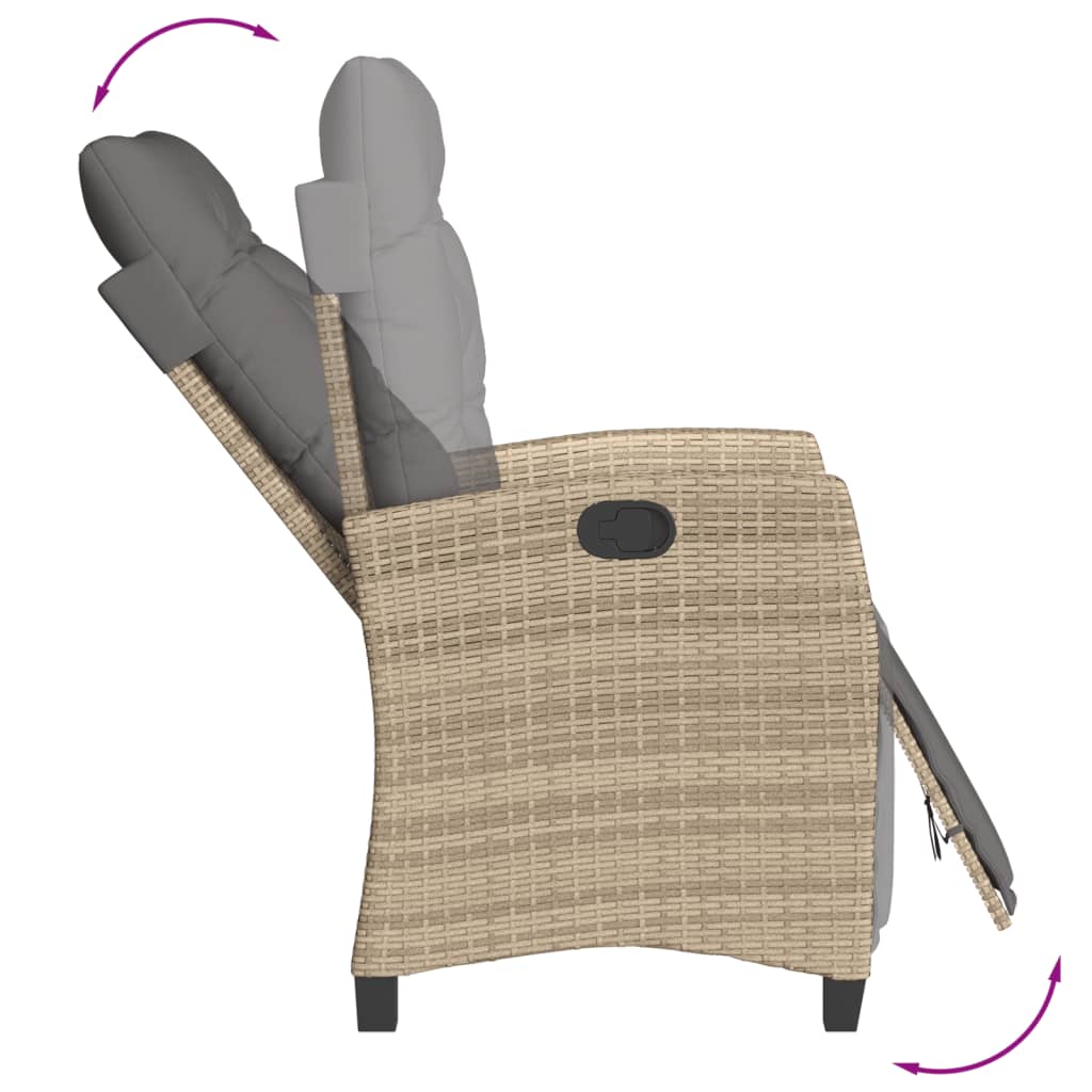 spisebordssæt til haven 7 dele med hynder polyrattan beige