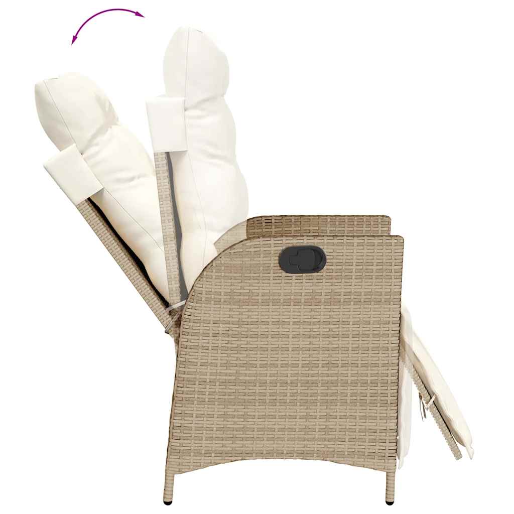spisebordssæt til haven 9 dele med hynder polyrattan beige