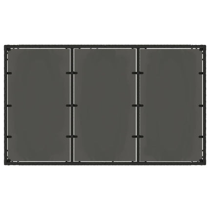 havebord med glastop 150x90x75 cm polyrattan sort