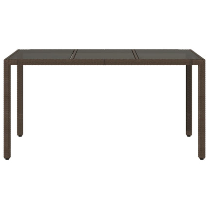 havebord med glastop 150x90x75 cm polyrattan brun