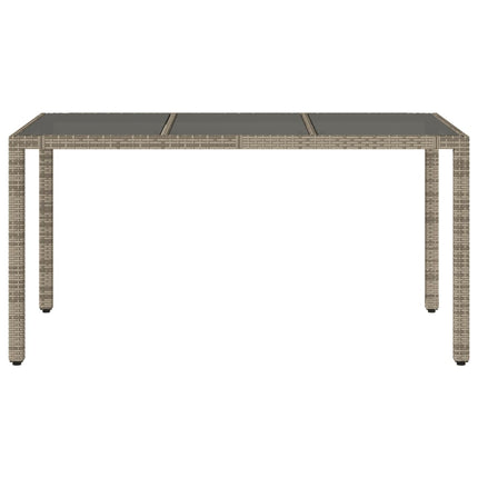 havebord med glastop 150x90x75 cm polyrattan grå