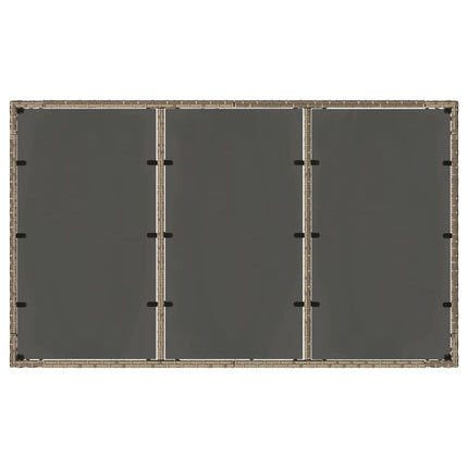 havebord med glastop 150x90x75 cm polyrattan grå