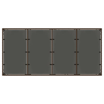 havebord med glastop 190x90x75 cm polyrattan brun
