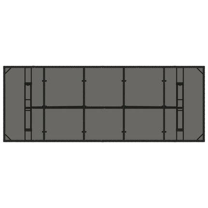 havebord med glastop 240x90x75 cm polyrattan sort