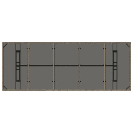 havebord med glastop 240x90x75 cm polyrattan grå